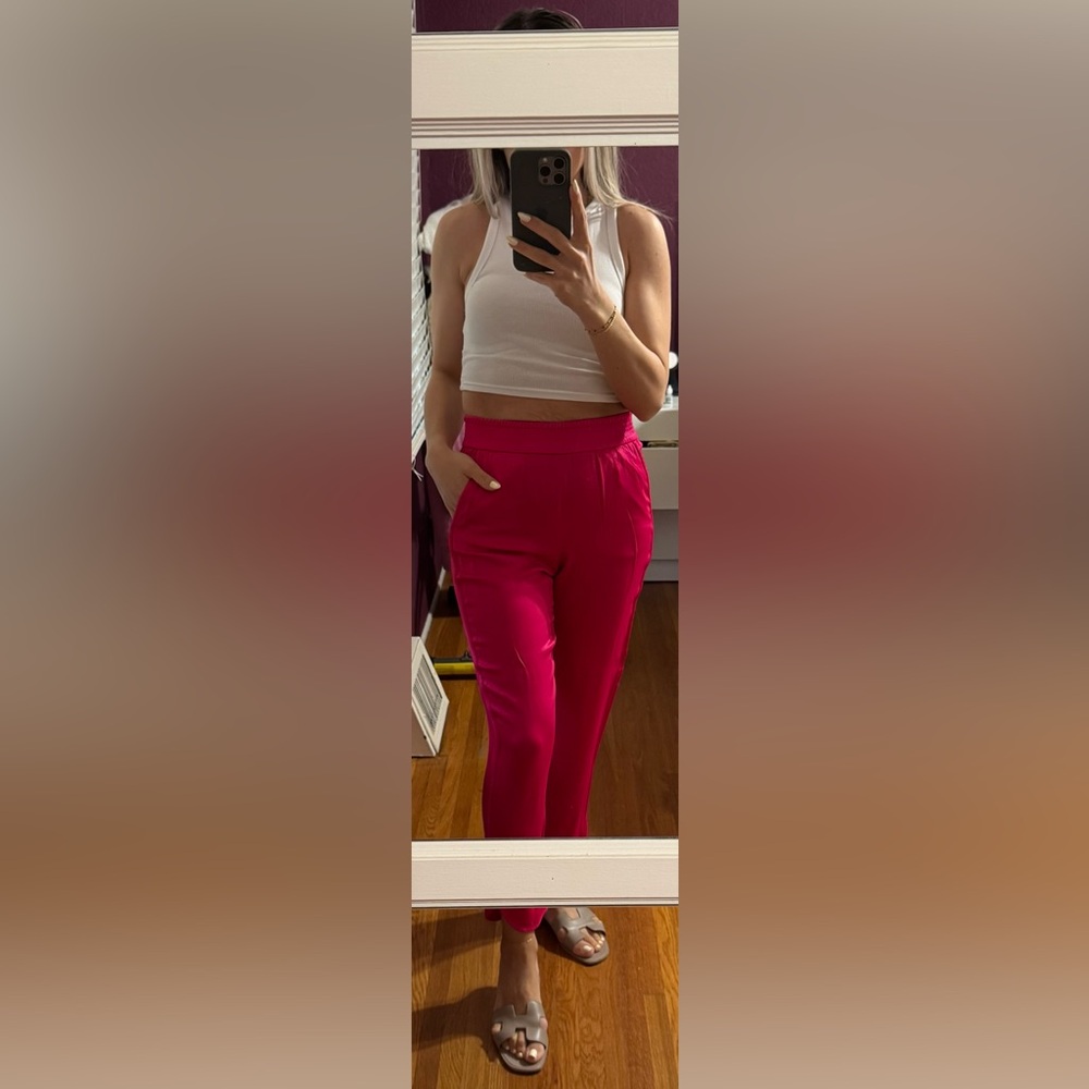 ZARA - WOMEN’S HOT PINK SATIN PANTS - SIZE XS - Picture 9 of 16